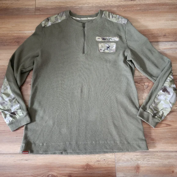 Nike Men's M Olive Cleveland Browns 2021 Salute To Service Henley Long Sleeve - Picture 2 of 13